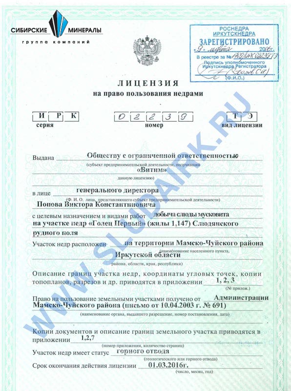 Дополнение № 1 срок действия Лицензии продлен / Сибирские Минералы
